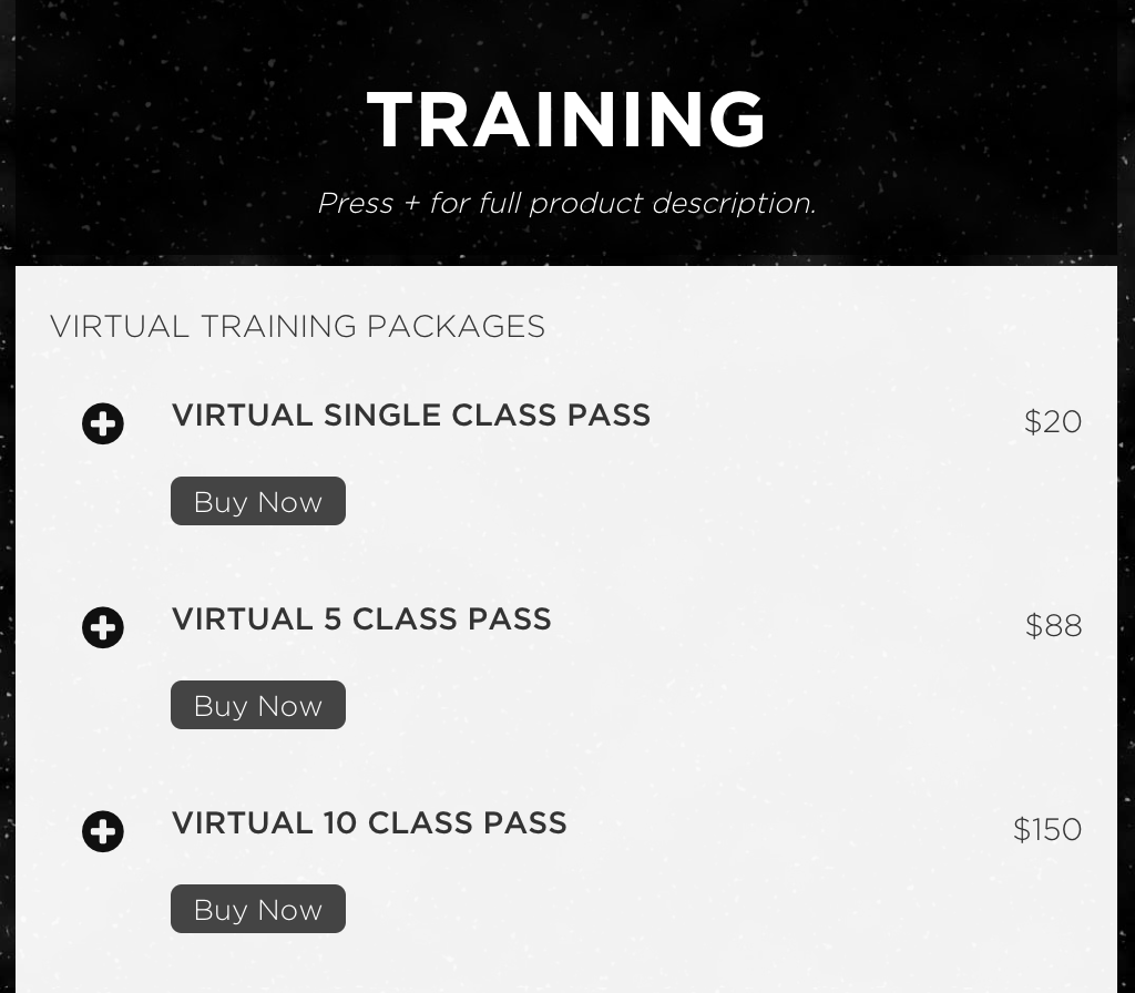 Tone House’s virtual class prices.