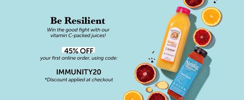 Natalie’s Juice homepage discount pop-up.