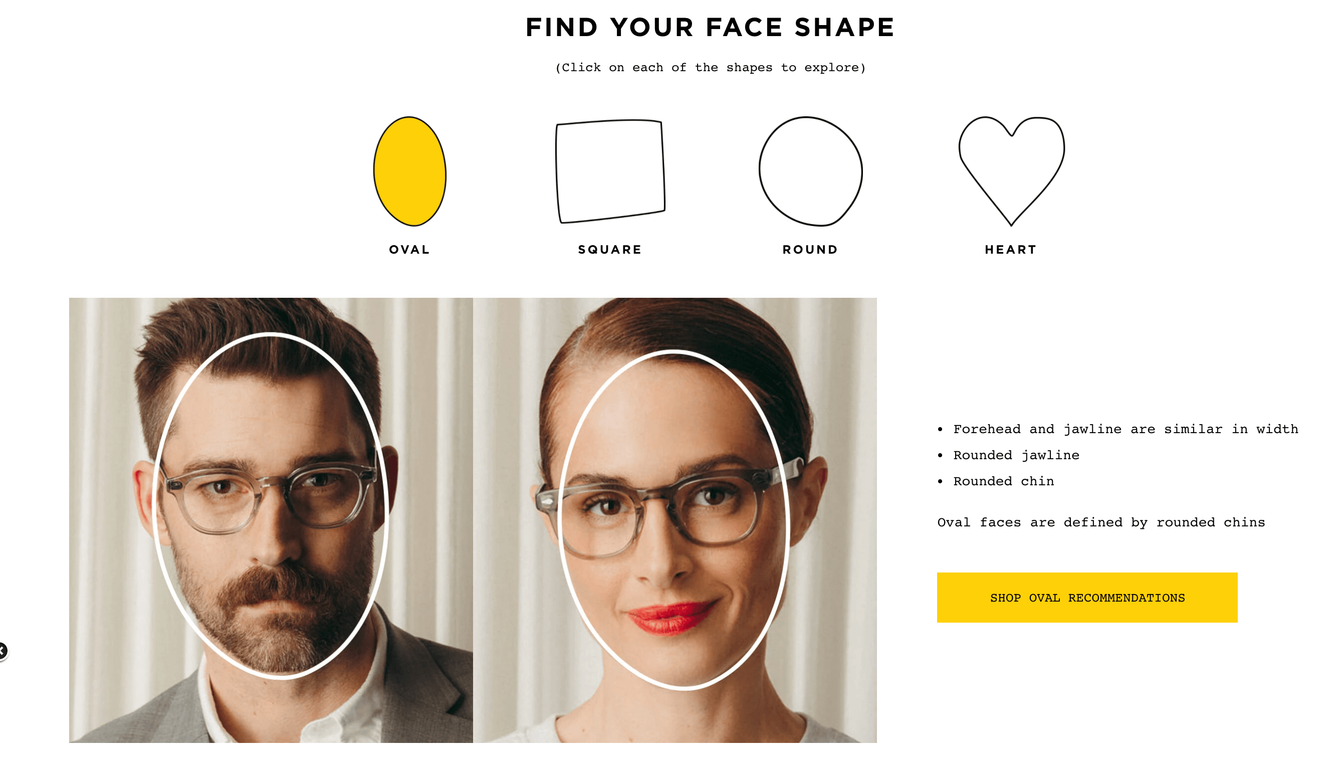 Moscot provides a page dedicated to finding the right style for each consumer, including tips about face shape and the bridge style of each pair of glasses.