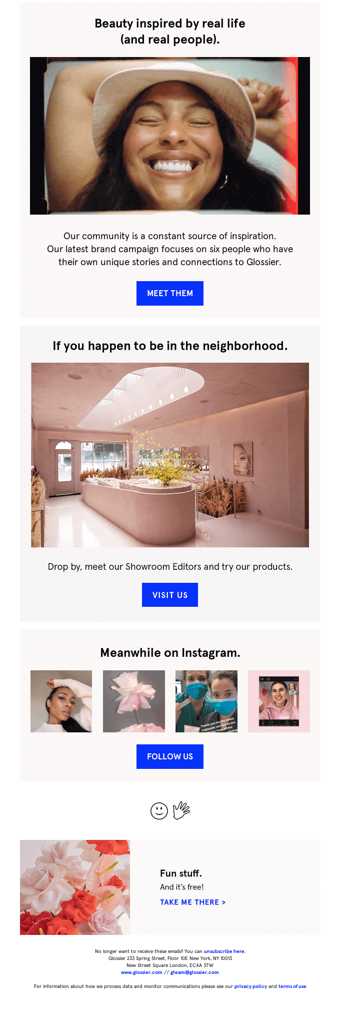 The second half of Glossier’s welcome email.