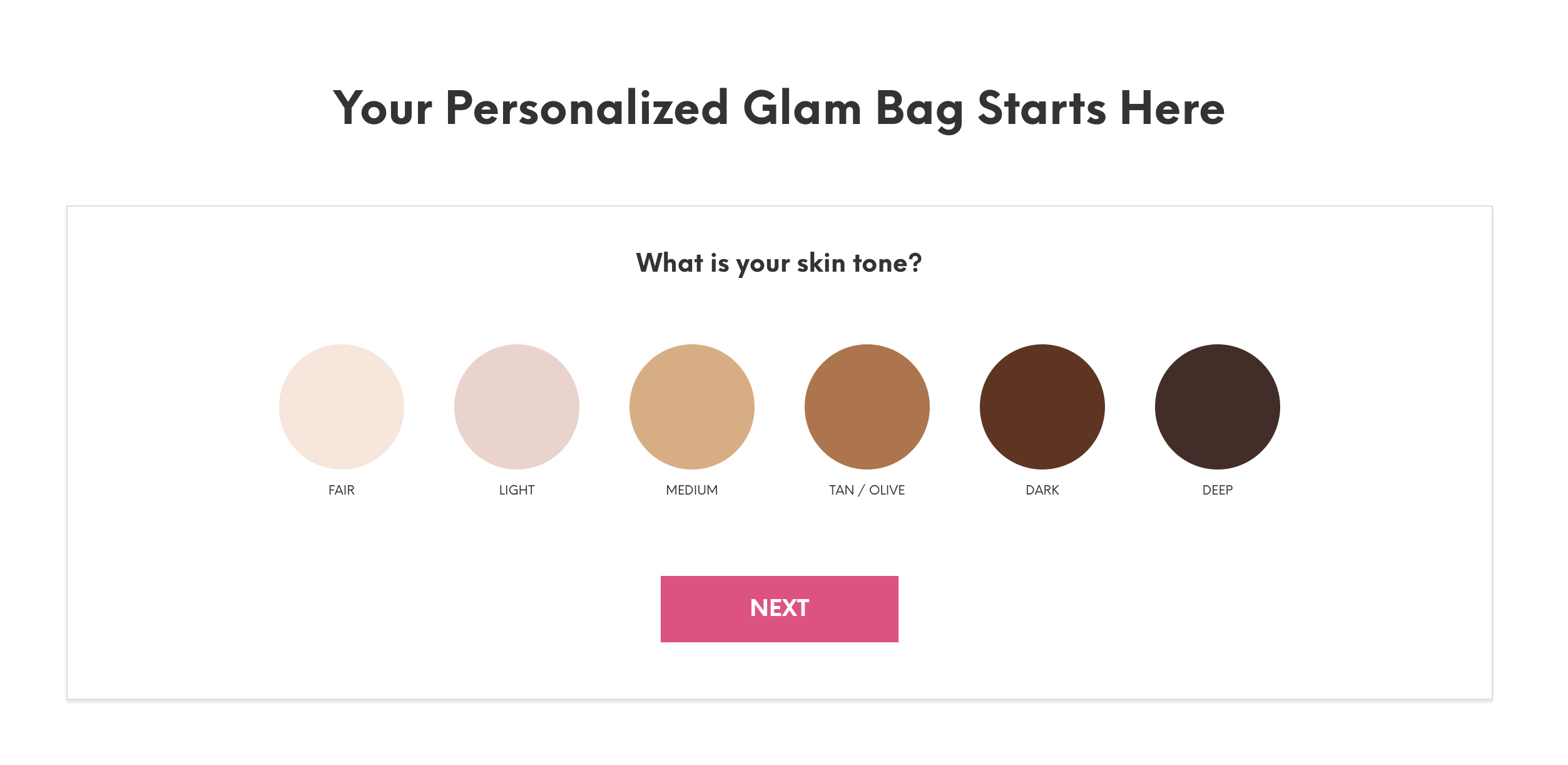 Ipsy’s sign up flow is what allows the brand to make a custom glam bag for each customer.