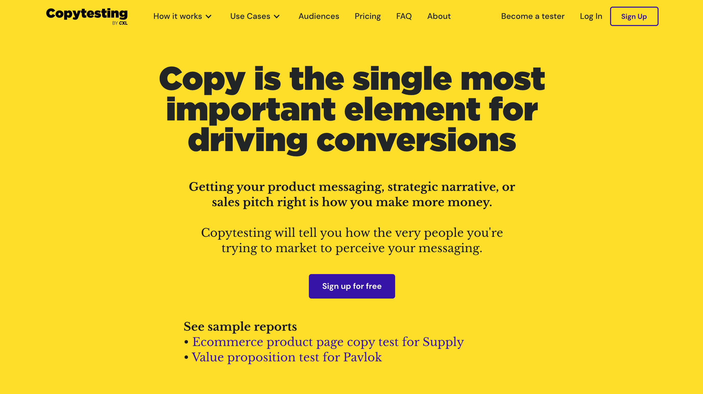 Copytesting is a new tool from CXL that allows you to test different messaging and get feedback. 